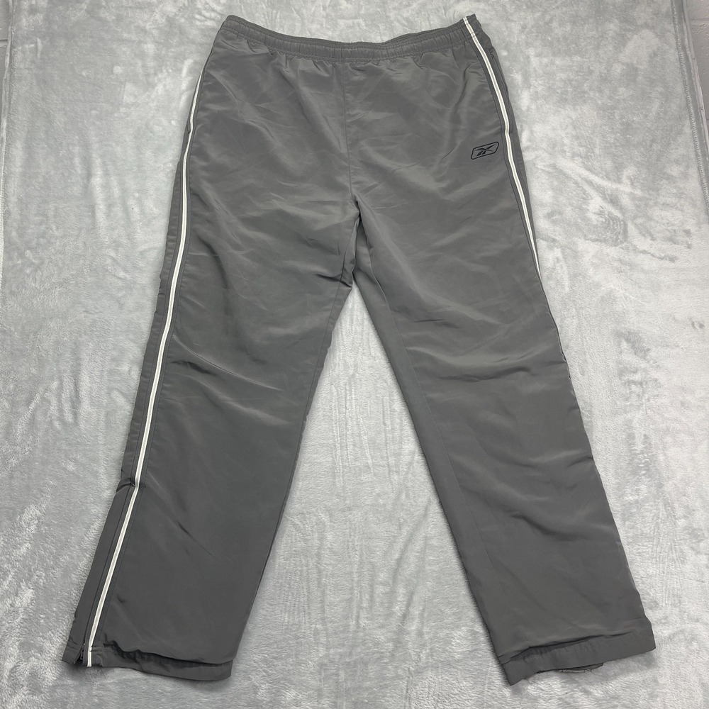 Reebok Track Pants Men XL (37x31) Gray Flat Front Athletic Elastic Waist Pull On